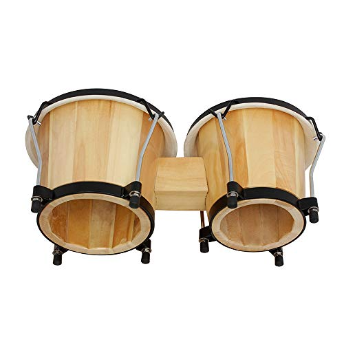 英语 Englisches Holz Bongo Schlagzeug Set für Kinder und Musikliebhaber, kompakte kubanische Trommeln mit natürlichem Schaffellkopf, perfekt für Rhythmustraining und Percussion-Enthusiasten, inklusive von Generisch