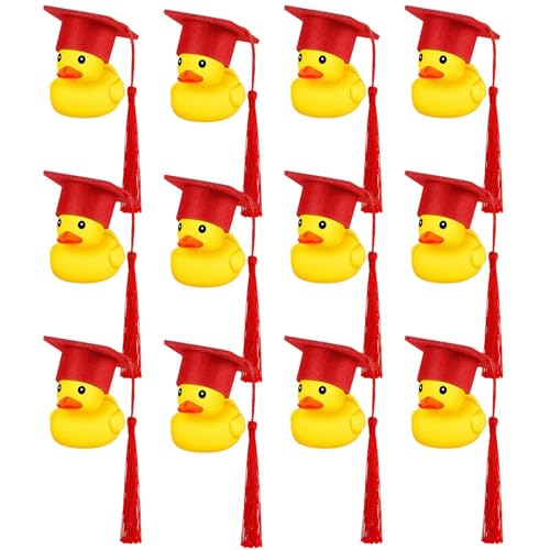Ente Mit Abschlusskappe – Lustige Gummiente Zum Akademischen Abschluss, Dekoration Für Das Armaturenbrett Aus Gummi Fürs Auto, Quietscheente Mit Schild Mit Bachelor-Kappe, Gut - Rot 12 Packs Ente Mit Abschlusskappe – Lustige Gummiente Zum Akademischen Abschluss, Dekoration Für Das Armaturenbrett Aus Gummi Fürs Auto, Quietscheente Mit Schild Mit Bachelor-Kappe, Gut - Rot 12 Packs von Generisch