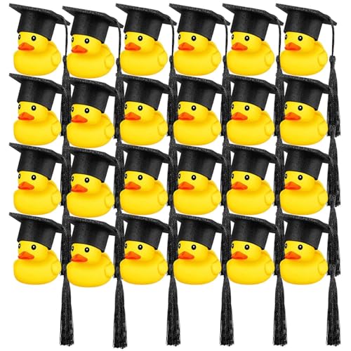 Ente Mit Abschlusskappe – Lustige Gummiente Zum Akademischen Abschluss, Dekoration Für Das Armaturenbrett Aus Gummi Fürs Auto, Quietscheente Mit Schild Mit Bachelor-Kappe, Gut - Schwarze 24 Packs Ente Mit Abschlusskappe – Lustige Gummiente Zum Akademischen Abschluss, Dekoration Für Das Armaturenbrett Aus Gummi Fürs Auto, Quietscheente Mit Schild Mit Bachelor-Kappe, Gut - Schwarze 24 Packs von Generisch
