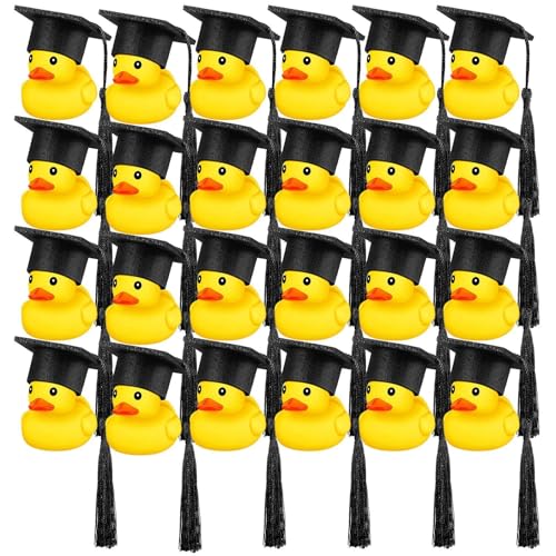 Enten - Flexible -Gummi -Enten mit schwarzem Hut | Netter Abschluss für die Dusche des Kindes, die Geburtstagsfeier, das Abschlussthema Abend von Generisch