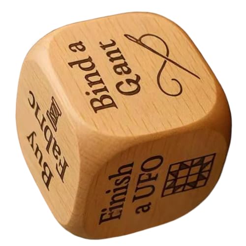 Entscheidungswürfel, 6-seitige hölzerne Quilt-Würfel für lustige Entscheidungen, kreatives Handwerkstool mit gravierten Aufgabenoptionen, Nähzubehör, Designer, Schneider, Mütter, Großmüts, Enthusiaste von Generisch