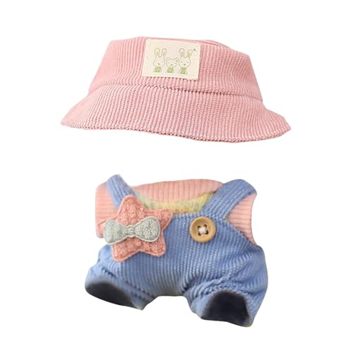 Entzückende Stoffpuppe mit modischem Hut Overall Outfit weiches für Kinder ab 3 Jahren für Geburtstag oder Weihnachten 3Stücke (Blue, 10cm) von Generisch