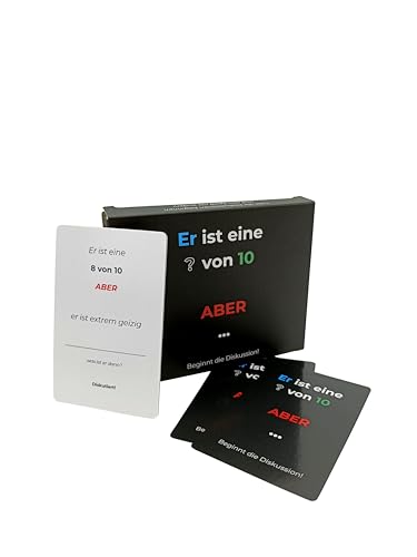 Er ist eine 10/10 Aber – Das ultimative Tiktok Trend-Kartenspiel: 80 witzige Karten für spannende Diskussionen & unvergessliche Mädelsabende und Freundesgruppen (Er ist eine 10 von 10 aber Spiel) von Generisch