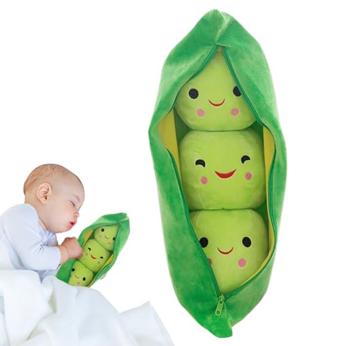 Erbsenplüschspielzeug - süßes Essen Plüsch | Riesenerbsenkissen Spielzeug | Weiche Kuschelplüschspielzeug, Cartoon -Pflanze Kuschelplubris, Erbsen im Schotengefüllten Spielzeug, Plüschpuppe für Kinder von Generisch