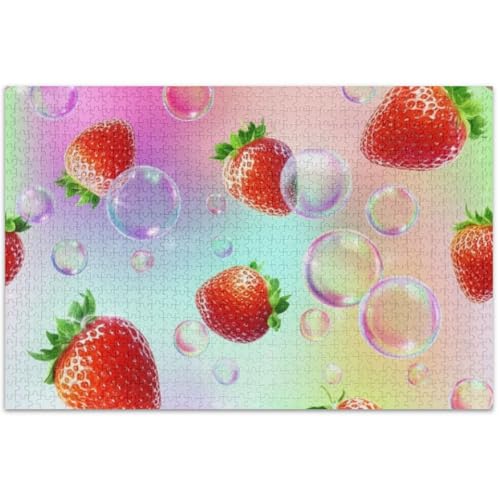 Erdbeerblasen, Pastellrosa, 500 Teile, Puzzle für Erwachsene, lustig, albern, Spaß, Puzzle, Tiermalerei, Kunst, 500 x 37 cm von Generisch