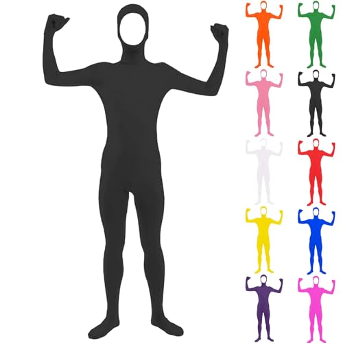 Erwachsene Open Face Zentai Cosplay Jumpsuit Ganzkörperanzug Orange Tight Ganzkörperanzug Kostüm Bodysuit Kostüm für Party Halloween Weihnachten Unisex Zentai Ganzkörperanzug (13-Green, 150) von Generisch