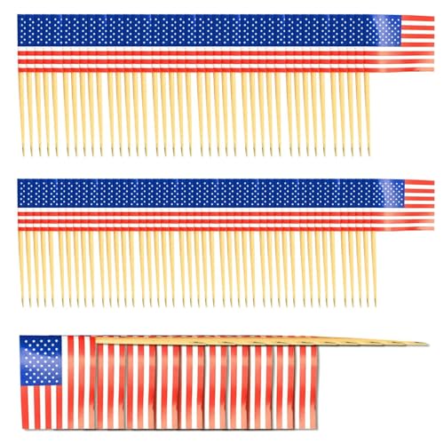Essensauswahl | Kleine Cupcake-Topper mit Zahnstocher-Flagge - Kleine amerikanische Flaggen Stiel, Cupcake-Topper mit Deutschland-Flagge, 100 Stück Holz-Cocktailspieße, Party-Dekorationszubehör von Generisch