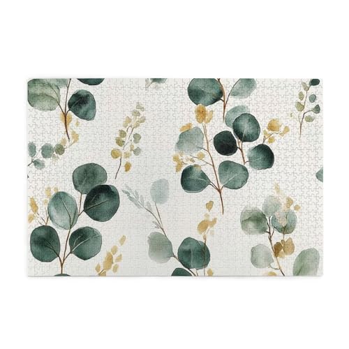 Eukalyptus-Aquarellblätter, 1000-teiliges Puzzle für Erwachsene, Holzpuzzles für Erwachsene, Geschenke, Heimdekoration Eukalyptus-Aquarellblätter, 1000-teiliges Puzzle für Erwachsene, Holzpuzzles für Erwachsene, Geschenke, Heimdekoration von Generisch