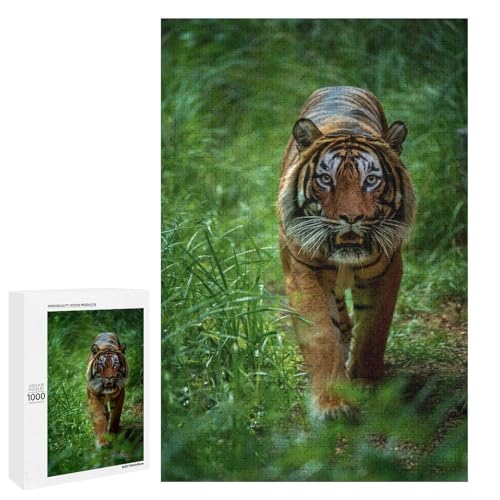 Exotic Tiger 1000 Teile Set Holzpuzzle - Naturholz, perfektes Kunstdisplay für Senioren von Generisch