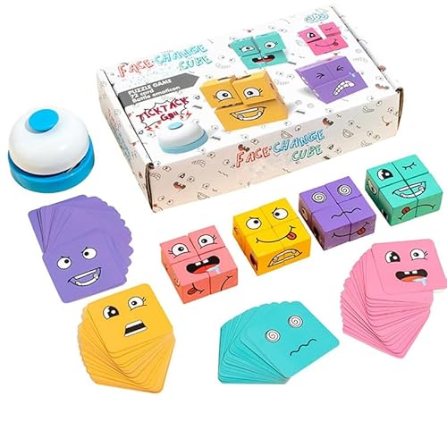 Face Changing Magic Cube,3D Puzzle Face-Changing Magic Cube Würfel Set Zauberwürfel Kinder Bunte Zauberwürfel Baustein Spielzeug mit Snatch Bell Weihnachts Geschenke für Jungen und Mädchen 01 von Generisch