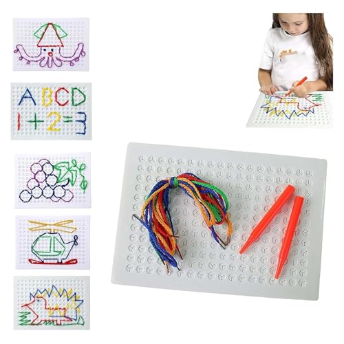 Fadenbrett für Kinder, sensorisches Fadenbrett, Fädelbrett für Kinder, Stichbrett für Kinder, DIY Kinderschnur, Weben, Zeichenbrett, String-Kunst-Set mit farbigen Seilen Fadenbrett für Kinder, sensorisches Fadenbrett, Fädelbrett für Kinder, Stichbrett für Kinder, DIY Kinderschnur, Weben, Zeichenbrett, String-Kunst-Set mit farbigen Seilen von Generisch