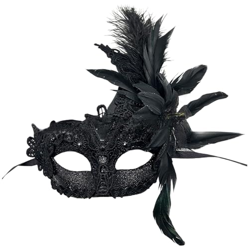 Fake Flower Mardi Gras Outfits Venezianische Exquisite Faux Feder Party Mascarade Maske Karneval Dekorationen Ball Outfit Masken Kopfbedeckung 2025 Karneval Kostüme Stirnbänder Karneval Masken von Generisch