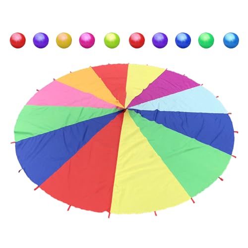 Fallschirm Für Kinder, Regenbogen Fallschirm, Gruppenspiel Fallschirm, Mehrfacher Fallschirm Mit 6-Fuß-Spiel Fallschirm Mit Kugeln Für Kinder Für Die Externe Ausübung Von Int Int, Fallschirm Für Kinde von Generisch