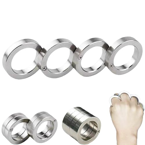 Faltbarer Fingerring, 4-Finger-Trigger-Ring, Zappelspielzeug für Erwachsene, Stressabbau, Drehen & Verbinden, Anti-Angst-Artikel, Doppelfunktion als Notfall-Glasschläger (12 Ringe) von Generisch
