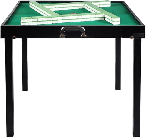 Faltbarer Mahjong-Tisch aus Holz – Gelber quadratischer Kartentisch mit gefilzter grüner Oberseite und Schubladen für Domino, Poker, Brett- und Fliesenspiele, tragbar und stilvoll von Generisch