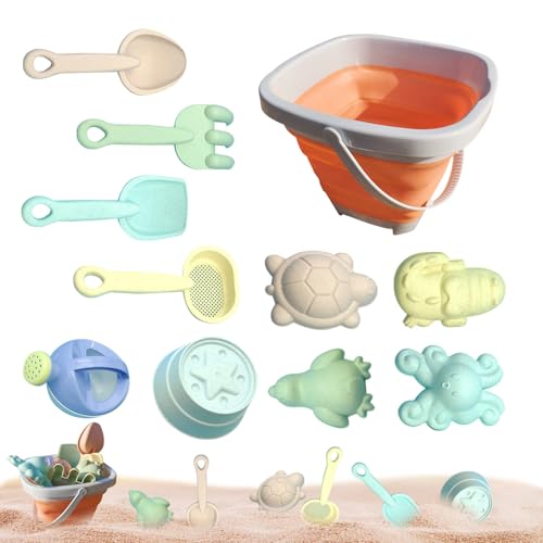 Faltbarer Sandeimer Und Schaufeln - Strandspielzeugset, Tiersandformen, Kindersandwerkzeuge | Sommerspiel -Kit Im Freien Mit Wasserkocher, Sifter, Schaufeln, Lustigen Strandzubehör Für , Mädchen von Generisch