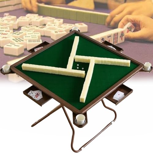 Faltbarer Spieltisch mit Getränkehaltern & Chip-Rillen für Indoor Outdoor Card Poker Mahjong Entertainment von Generisch