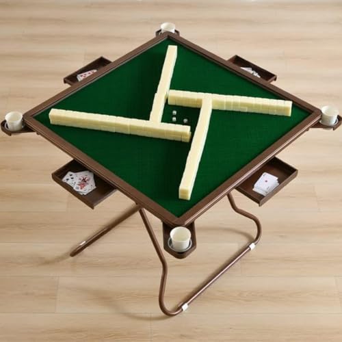 Faltbarer quadratischer Kartentisch mit Getränkehaltern und Schublade, tragbare Multi-Spiel-Oberfläche für Mahjong, Poker und Brettspiele von Generisch