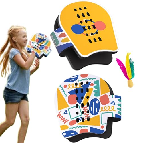 Familien-Paddelspiel, Federball-Sport-Set, tragbares Hand-Augen-Koordinationstrainingsspiel für Kinder und Erwachsene, Outdoor-Balance-Sport für Camping, Park, 20 x 19 x 7 cm, Gelb Familien-Paddelspiel, Federball-Sport-Set, tragbares Hand-Augen-Koordinationstrainingsspiel für Kinder und Erwachsene, Outdoor-Balance-Sport für Camping, Park, 20 x 19 x 7 cm, Gelb von Generisch