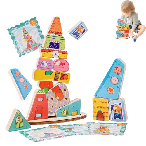 Family Game Stack - Magnetic Building Set | Kinder Stapeln Bausteine ​​| Hölzernen Bildungsblocks Blocks Balance Game | Eltern-Kind Interaktive Spiele Für Kinder, Mädchen, Zuhause von Generisch