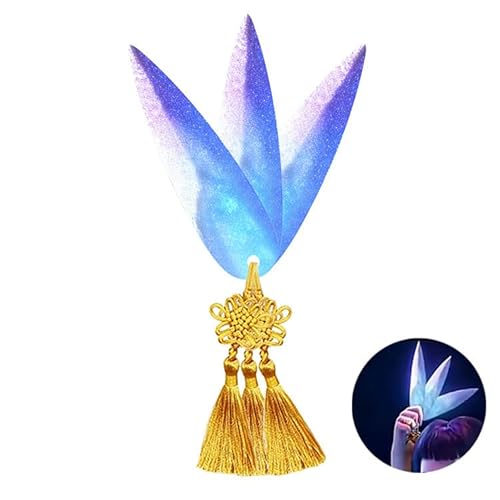 Fantasy Cosplay Kristallzepter, Hellblau mit Goldenen Quasten, Rollenspiel Requisite, Halloween Kostüm Accessoire (3p) von Generisch