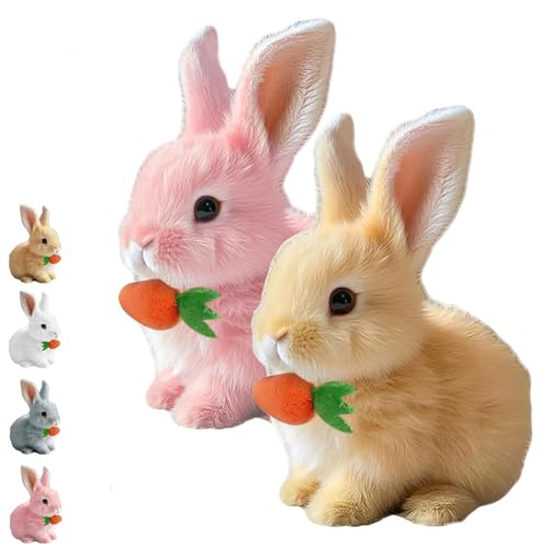 Fanyil Bunny Pal, Bunny Mein Realistisches Kaninchen, Bouncing Rabbit, Interactive Rabbit Robot as Toy (Pink+Yellow) von Generisch