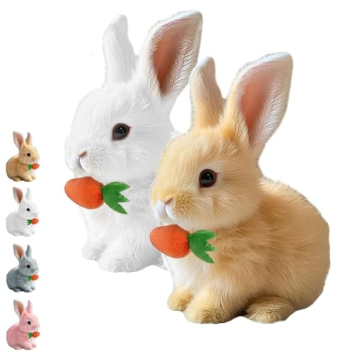 Fanyil Bunny Pal, Bunny Mein Realistisches Kaninchen, Bouncing Rabbit, Interactive Rabbit Robot as Toy (White+Yellow) von Generisch