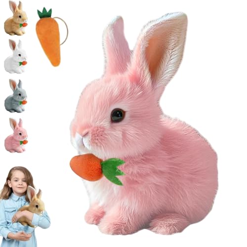 Fanyil Bunny Pal, Bunny Mein Realistisches Kaninchen, Fancy Sherum Bunny Pal, Bouncing Rabbit, Interactive Rabbit Robot as Toy (Pink) von Generisch
