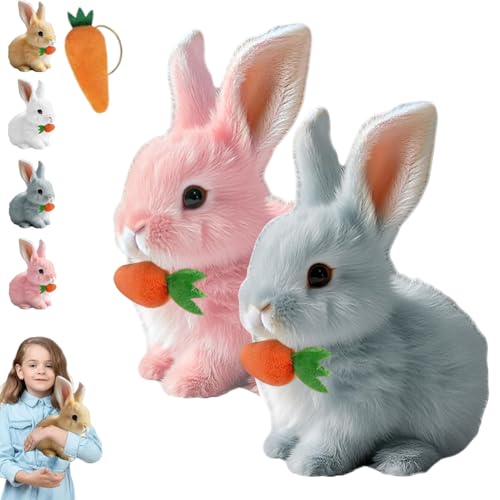 Fanyil Bunny Pal, Bunny Mein Realistisches Kaninchen, Fancy Sherum Bunny Pal, Bouncing Rabbit, Interactive Rabbit Robot as Toy (Pink+Gray) von Generisch