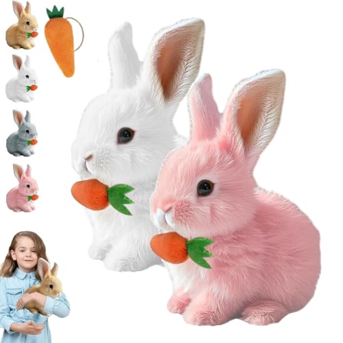 Fanyil Bunny Pal, Bunny Mein Realistisches Kaninchen, Fancy Sherum Bunny Pal, Bouncing Rabbit, Interactive Rabbit Robot as Toy (Pink+White) von Generisch