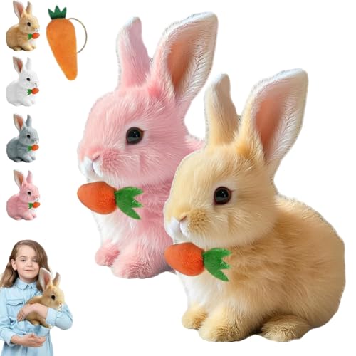 Fanyil Bunny Pal, Bunny Mein Realistisches Kaninchen, Fancy Sherum Bunny Pal, Bouncing Rabbit, Interactive Rabbit Robot as Toy (Pink+Yellow) von Generisch