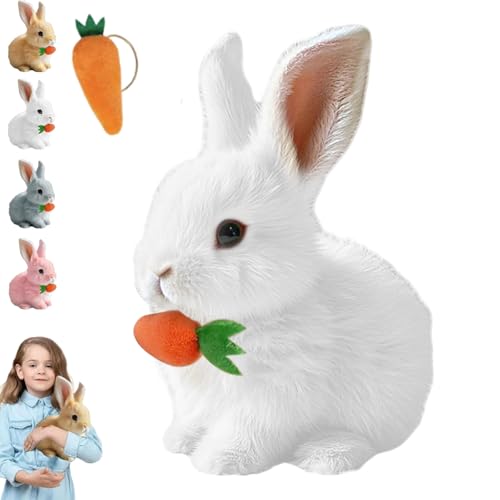 Fanyil Bunny Pal, Bunny Mein Realistisches Kaninchen, Fancy Sherum Bunny Pal, Bouncing Rabbit, Interactive Rabbit Robot as Toy (White) von Generisch