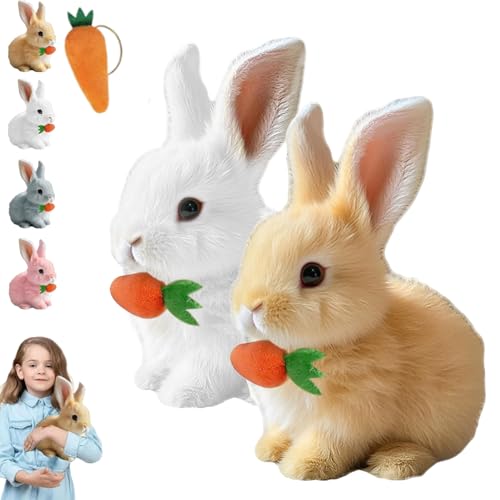 Fanyil Bunny Pal, Bunny Mein Realistisches Kaninchen, Fancy Sherum Bunny Pal, Bouncing Rabbit, Interactive Rabbit Robot as Toy (White+Yellow) von Generisch