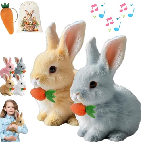 Fanyil Bunnypal, Sherum Bunny Pal, Bunny Mein Realistisches Kaninchen, Interactive Bunny Pal Rabbit Robot, Bouncing Rabbit with Sound Movements (Gray+Yellow) von Generisch