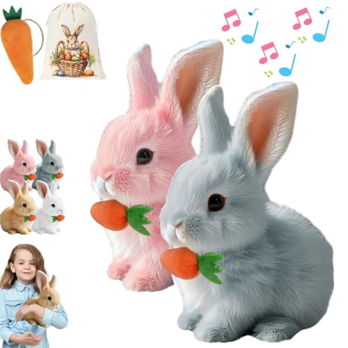 Fanyil Bunnypal, Sherum Bunny Pal, Bunny Mein Realistisches Kaninchen, Interactive Bunny Pal Rabbit Robot, Bouncing Rabbit with Sound Movements (Pink+Gray) von Generisch