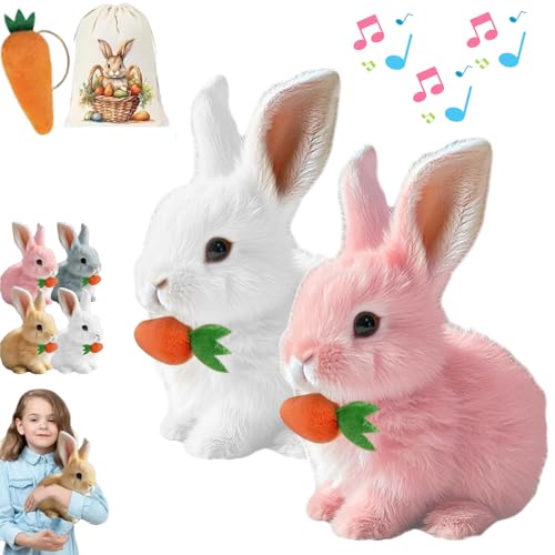 Fanyil Bunnypal, Sherum Bunny Pal, Bunny Mein Realistisches Kaninchen, Interactive Bunny Pal Rabbit Robot, Bouncing Rabbit with Sound Movements (Pink+White) von Generisch