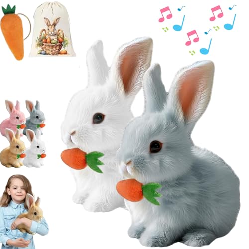 Fanyil Bunnypal, Sherum Bunny Pal, Bunny Mein Realistisches Kaninchen, Interactive Bunny Pal Rabbit Robot, Bouncing Rabbit with Sound Movements (White+Gray) von Generisch