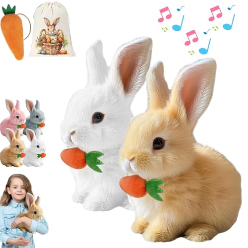 Fanyil Bunnypal, Sherum Bunny Pal, Bunny Mein Realistisches Kaninchen, Interactive Bunny Pal Rabbit Robot, Bouncing Rabbit with Sound Movements (White+Yellow) von Generisch