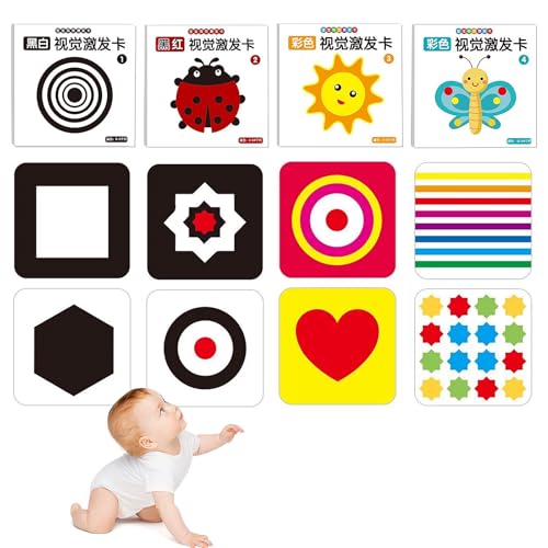 80 Farbige Kontrastkarten Baby – 160 Seiten Lernkarten 140x140mm mit Tieren, Früchten & Formen – Visuelle Stimulation & Gehirnentwicklung 0–36 Monate – Farbenfrohe Karten – Geschenk zur Geburt von Generisch