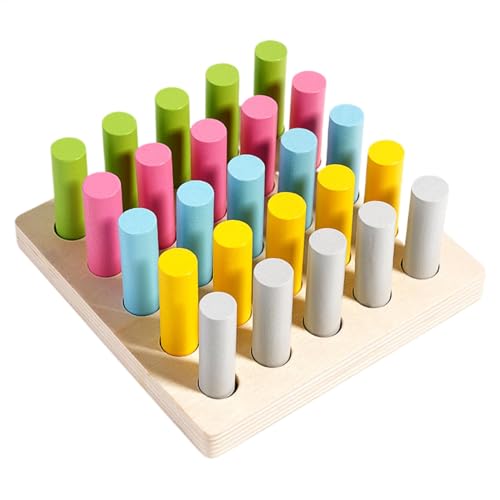 Farblich passendes Spielzeug, Stick-Sensorspielzeug,Holzknauf, farblich passendes Stäbchen-Spielzeug - Sensorische Farbanpassungsspiele, pädagogisches Lernspielzeug mit Farbstiften für Kinder un von Generisch