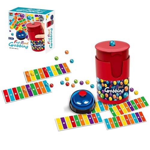 Fast Bead Gabing Game, Match Color Bingo Game Set, Candy Land -Boardspiele, Farbspielspiele, Upgrade 90 Perlen und 6 Codekarten 1 Glocken & Perle Can Reaktionstraining für Familienparty (2pcs) von Generisch