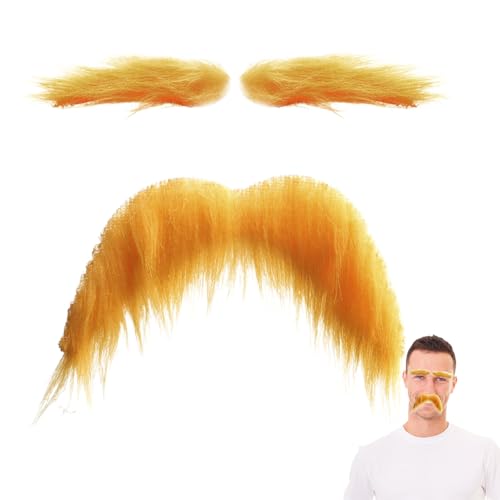Faux -Schnurrbart und Augenbrauen -Set - Halloween gefälschter Bart lustiges Kostümzubehör | Gelbe Augenbrauenbart -Requisite für Party -Cosplay | Neuheit Dress -up -Gegenstand für Bühnenspiel -Fotosh Faux -Schnurrbart und Augenbrauen -Set - Halloween gefälschter Bart lustiges Kostümzubehör | Gelbe Augenbrauenbart -Requisite für Party -Cosplay | Neuheit Dress -up -Gegenstand für Bühnenspiel -Fotosh von Generisch