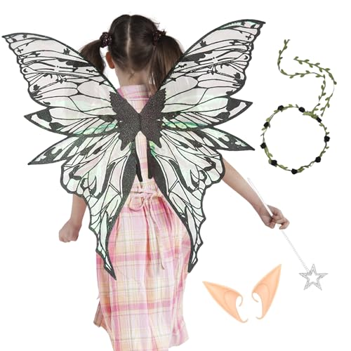 Feenflügel Für Mädchen,Feenkostüm Set mit Blumenkranz & Ohren | Party Ausstattung Prinzessinnen Rollenspiel Kostüm Für Geburtstag Schminkfeiern Bühnenauftritte Feenflügel Für Mädchen,Feenkostüm Set mit Blumenkranz & Ohren | Party Ausstattung Prinzessinnen Rollenspiel Kostüm Für Geburtstag Schminkfeiern Bühnenauftritte von Generisch