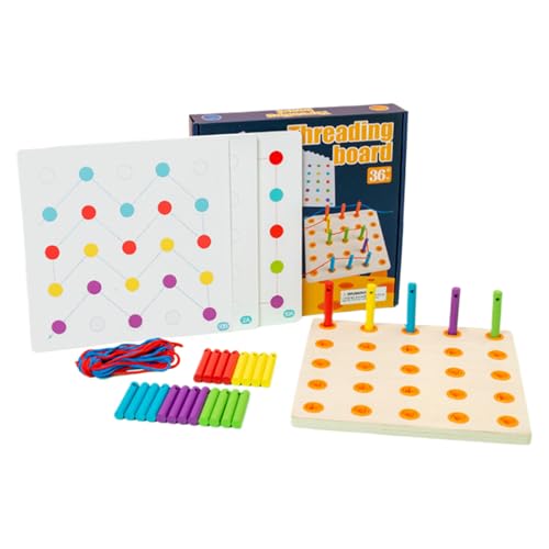 Feinmotorik -Fähigkeiten Toys - 8,66 x 8,66 Zoll Schnürsenkungs -Aktivitätsboard, Feinmotor -Übungsspielzeug, lebendiges String -Rätsel mit Perlenformen | Interaktives Spiel für Kleinkinder -Skill -Ko von Generisch