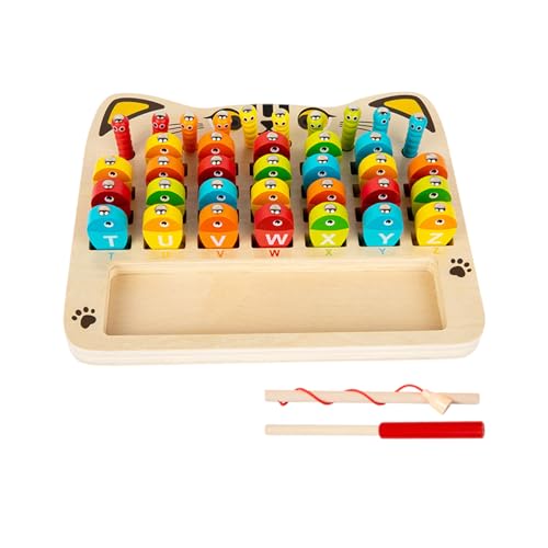 Feinmotorisches Angelspiel, magnetisches Angelspiel aus Holz | Magnetisches Angelspiel mit Alphabet-Zahlen,Feinmotorisches Lernspielzeug mit Zahlen für 3-, 4- und 5-jährige Kleinkinder von Generisch