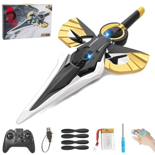 Ferngesteuertes Flugschwert, 2025 neues Stunt-Flugzeug mit Autopilot und Gyro-Stabilisator, Flying Sword Rc Glider, leichtes Easy Fly Rc Glider, 3-Gang-Steuerung (Schwarz-Gelb-Dual-Steuerung) von Generisch