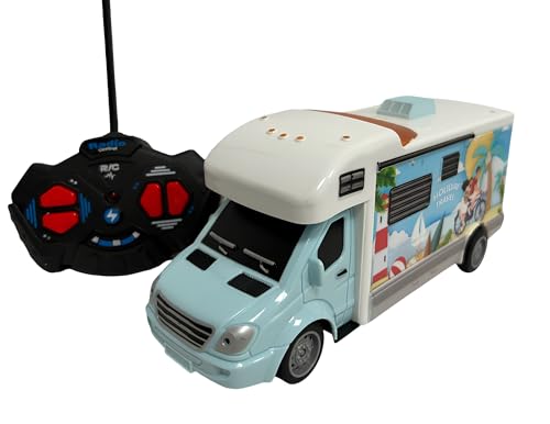 Ferngesteuertes Spielzeug-Camper mit Lichtern Maßstab 1:32 für Kinder Motorhome Fernbedienung LKW mit Lichtern Gummirädern Modell Wohnmobil Touringcar Auto Caravan Wohnwagen Spielzeug Bus von Generisch