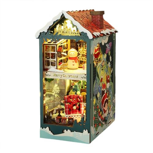 Festive Holiday Small House – Weihnachts-Diorama-Buchecke, Miniatur-Ferienhaus-Bastelset, Urlaubsbuch- , Diorama-Sets für Teenager und Erwachsene, Holz- und Papier-Buchecken- , 18,5 x 13 x von Generisch