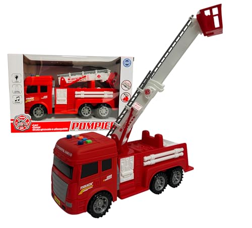 Feuerwehrauto Lichter und Geräusche, Bewegung, Kupplung, ausziehbare Leiter, drehbar, Feuerwehrauto, großes Spielzeug für Kinder, 30 cm, blinkende Lichter Sirenen Musik, echte Sounds, Fahrzeug Feuerwehrauto Lichter und Geräusche, Bewegung, Kupplung, ausziehbare Leiter, drehbar, Feuerwehrauto, großes Spielzeug für Kinder, 30 cm, blinkende Lichter Sirenen Musik, echte Sounds, Fahrzeug von Generisch