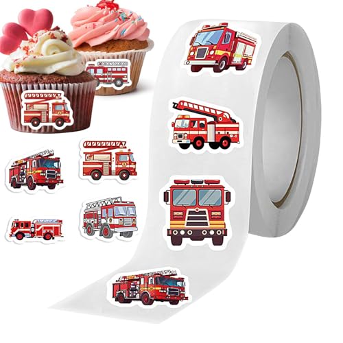 Feuerwehrlastwagen Aufkleber - 500x Wasserdichte Bauaufkleber, Süße Cartoon -Geburtstagsfeierlabels | Bunte Goodie -Taschenabziehbilder, Partyumschlag Und Notebook -Aufkleber Für Kinderfeierlichkeiten Feuerwehrlastwagen Aufkleber - 500x Wasserdichte Bauaufkleber, Süße Cartoon -Geburtstagsfeierlabels | Bunte Goodie -Taschenabziehbilder, Partyumschlag Und Notebook -Aufkleber Für Kinderfeierlichkeiten von Generisch